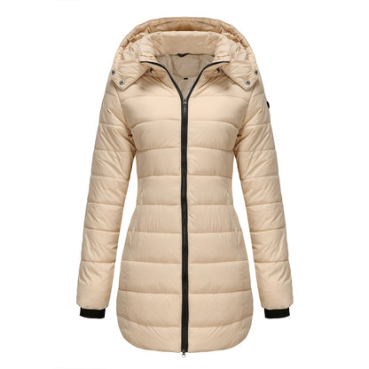 “Urban Explorer: Waterproof Cotton-Padded Women’s Jacket on City Rooftop”

