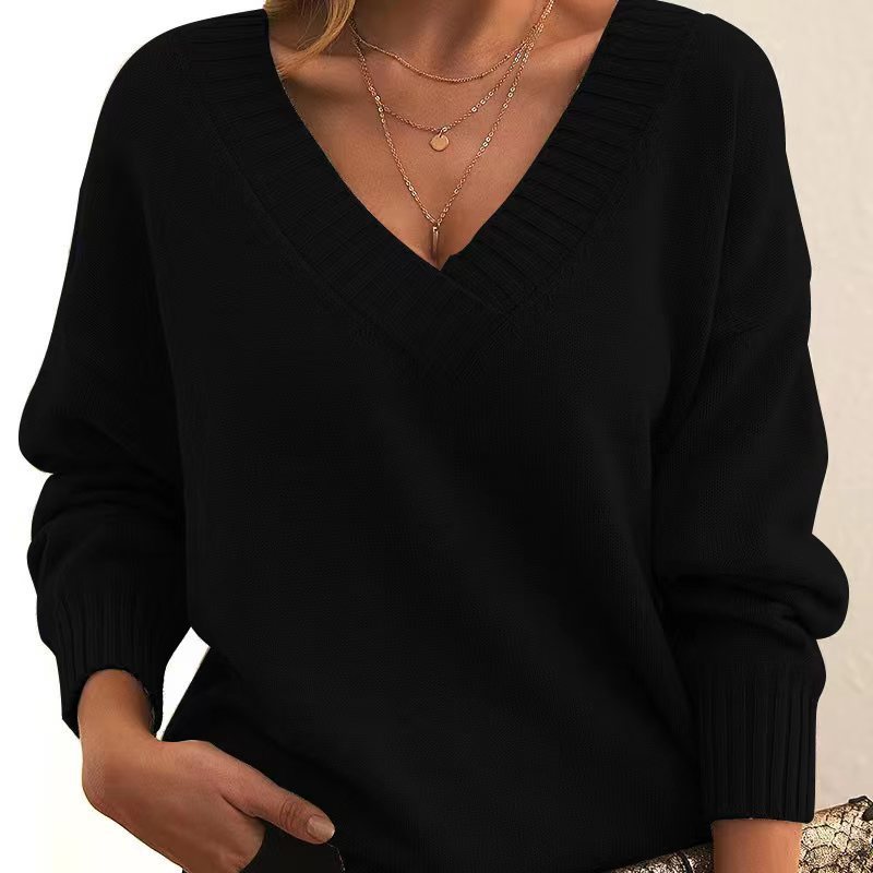 V-neck sweater – premium feel polyester knit with timeless appeal