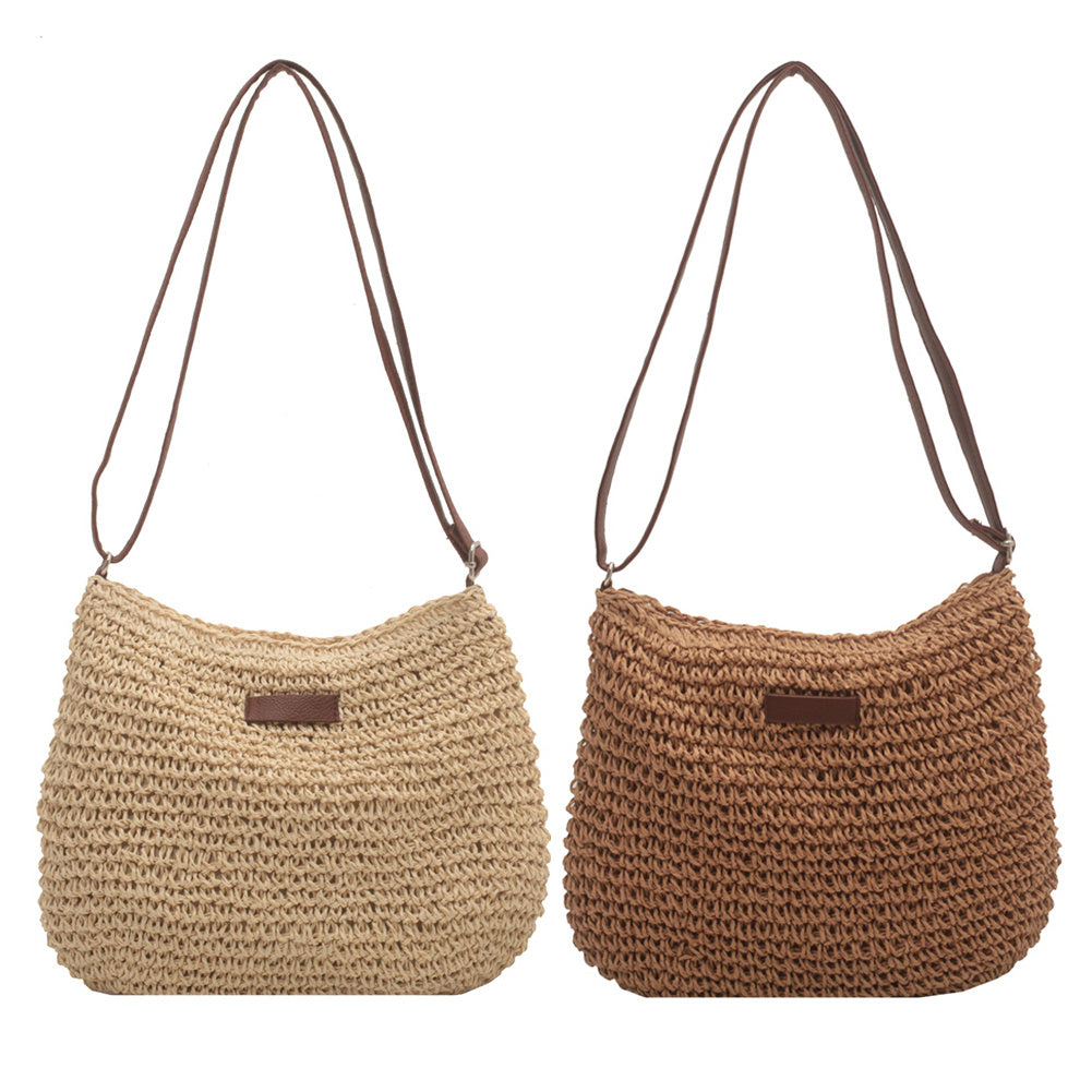 Vacation straw tote – horizontal square shape for easy packing