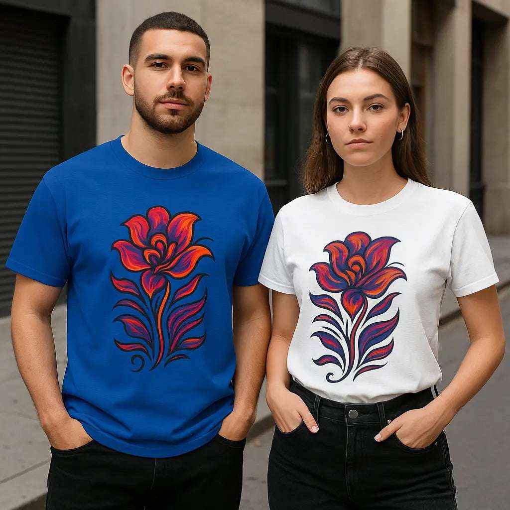 Floral Unisex Cotton Tee – Artistic & All-Season Style