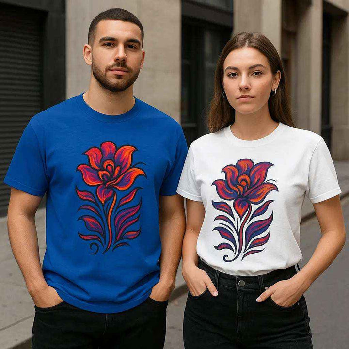 Floral Unisex Cotton Tee – Artistic &amp; All-Season Style