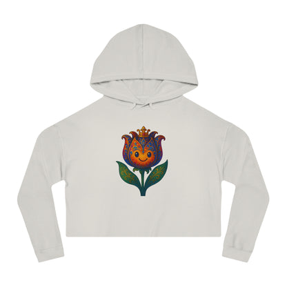 “Vibrant Tulip Design Floral Cropped Hoodie for Trend-Setting Women”


