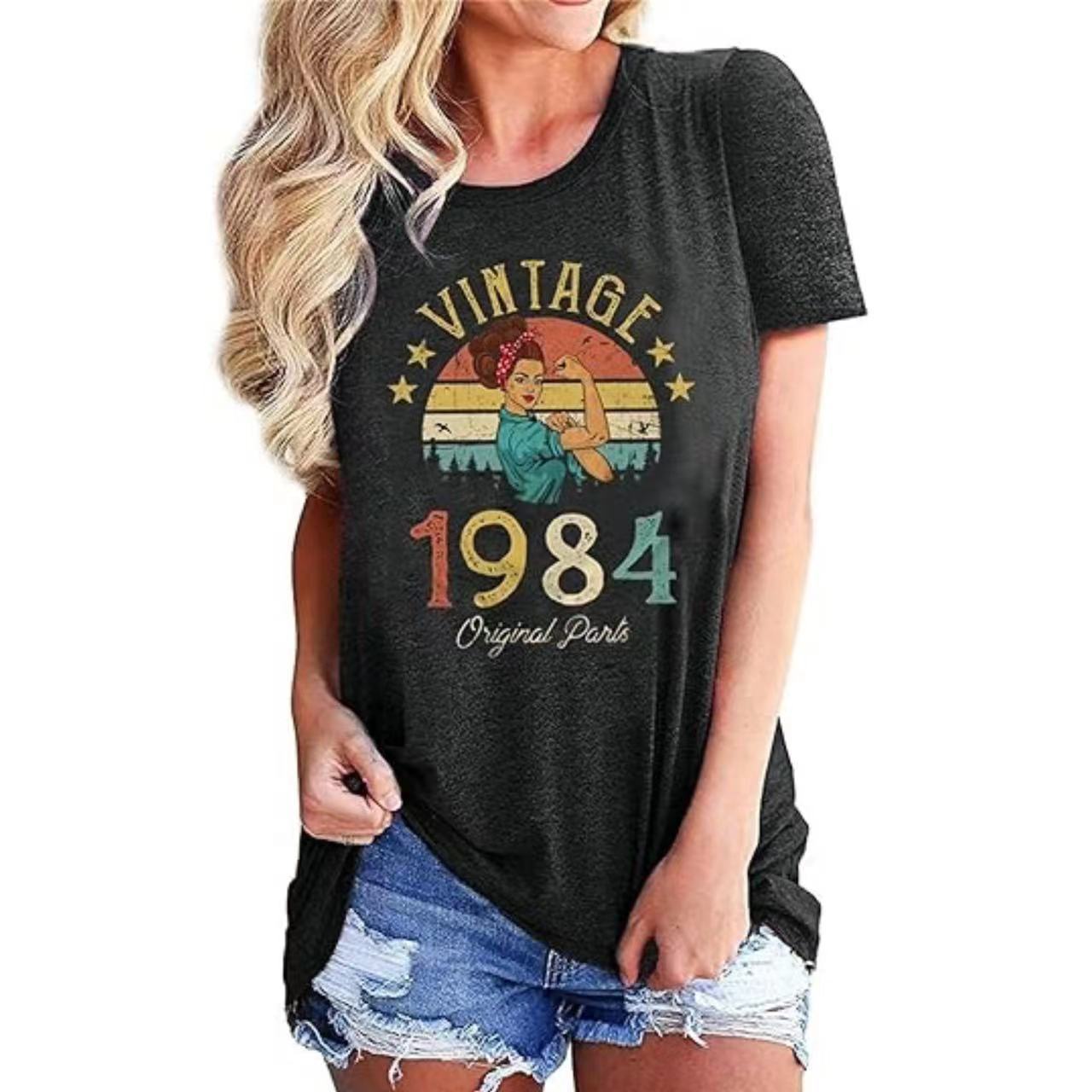 Vintage 1984 women’s top – back print detail and cotton texture