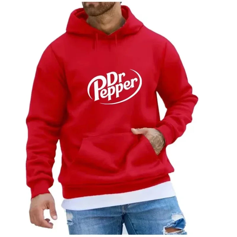 Warm Autumn Dr Pepper Hoodie Pullover – Soft Polyester Blend for Everyday Comfort