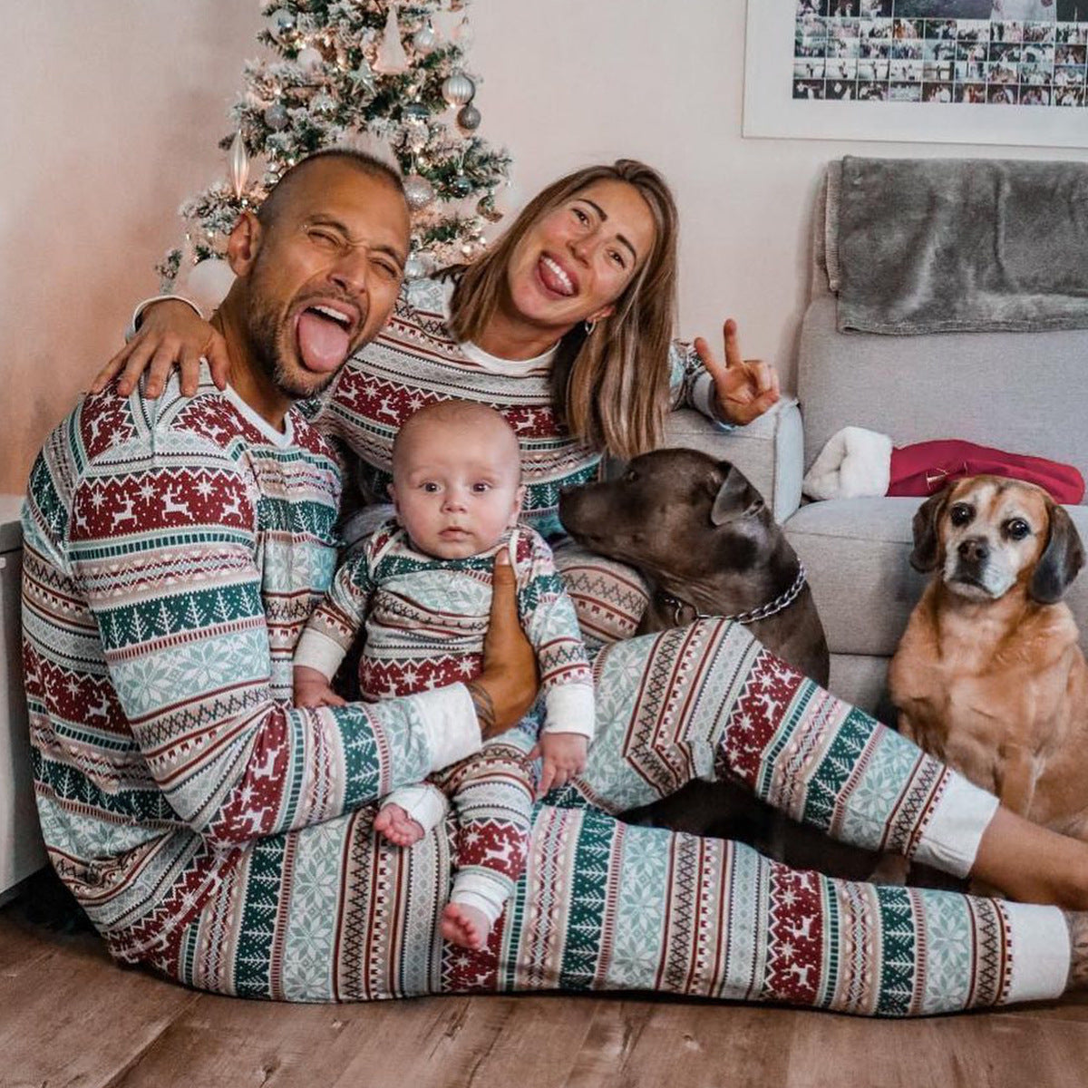 Warm and lightweight Christmas family pajamas for home