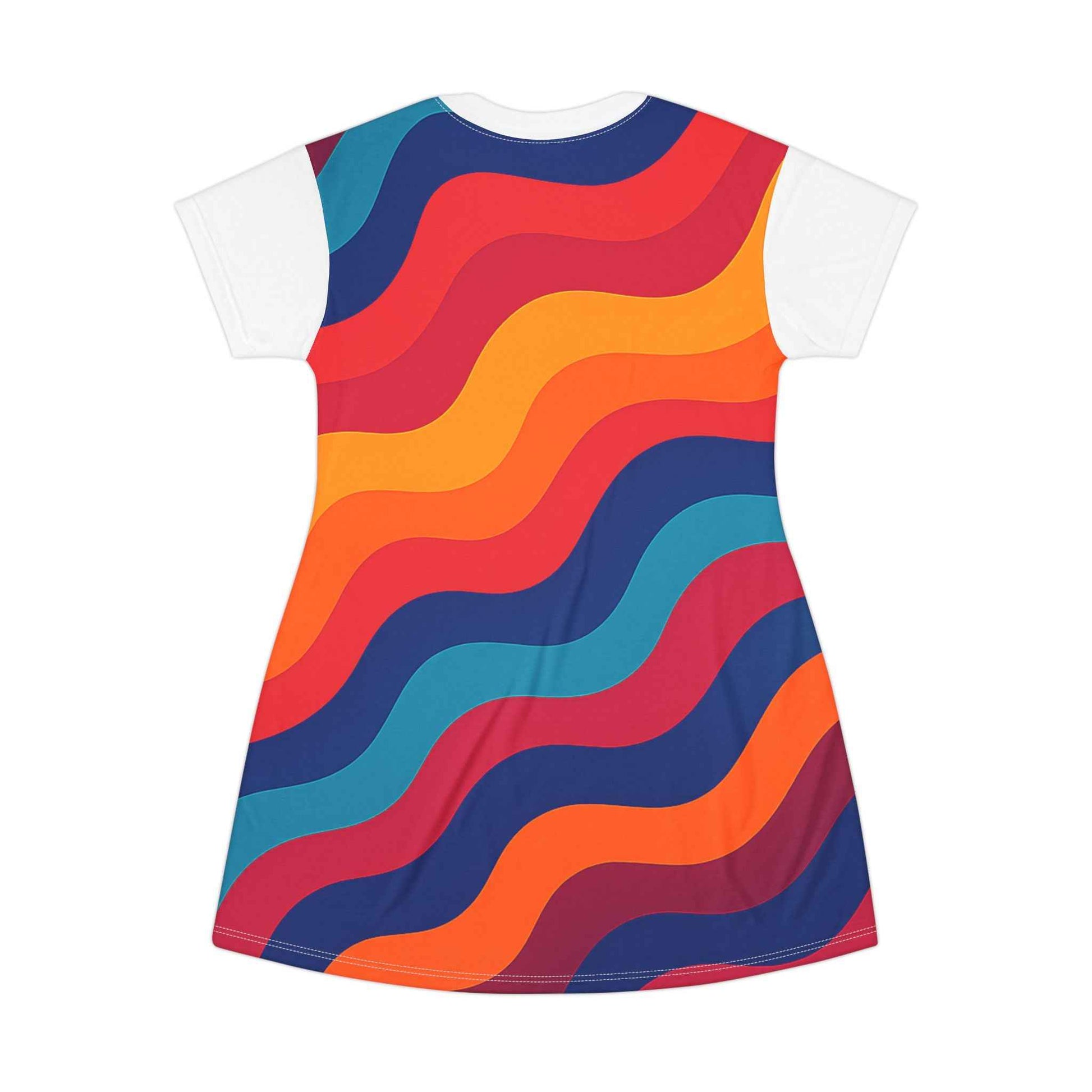 Vibrant Wave T-Shirt Dress – Boho Style for Summer Fun