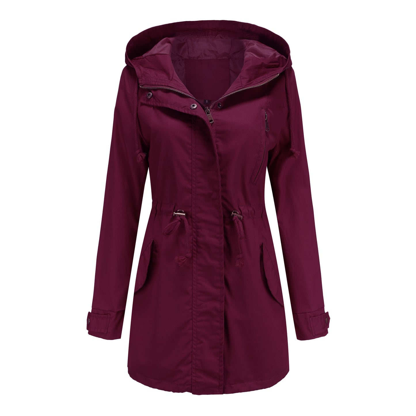 Wine Red Cotton Anorak – Chic Temperament Commute Layer