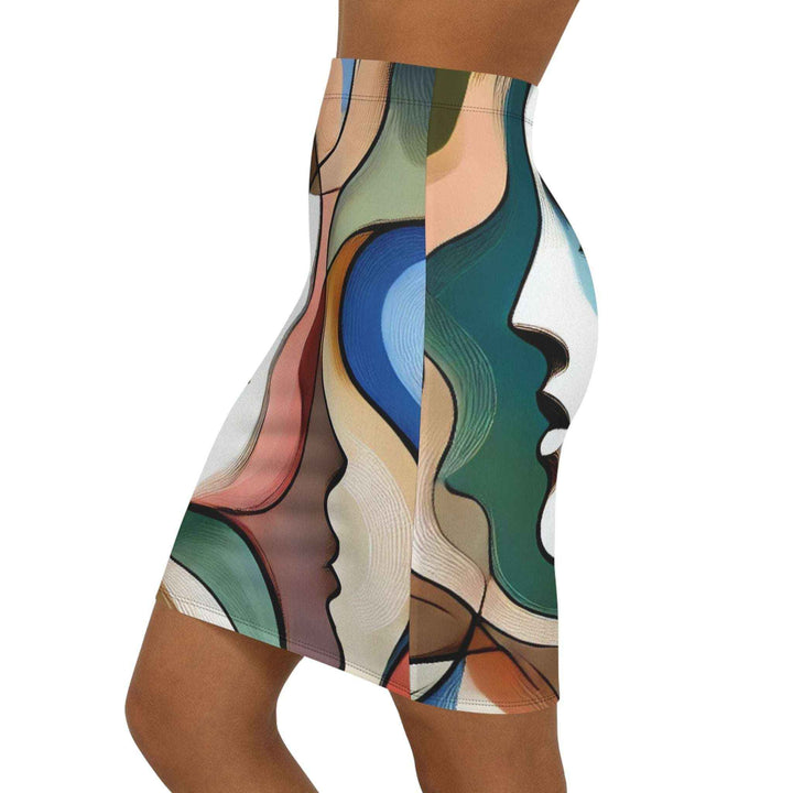 abstract pattern pencil skirt contemporary art inspired look
