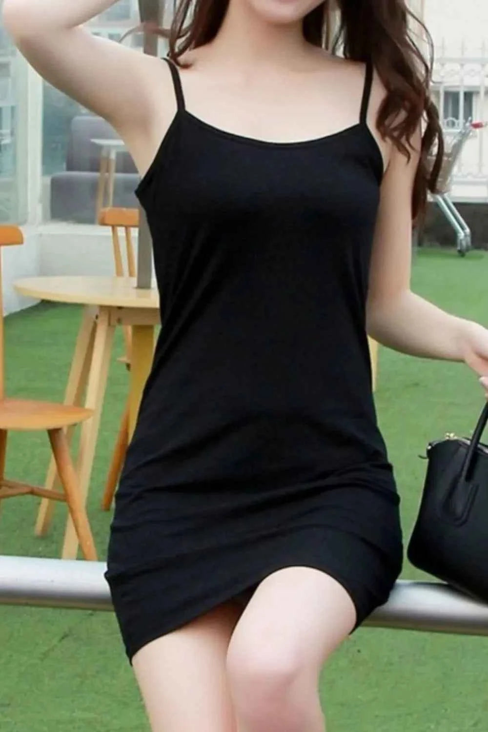 Scoop Neck Mini Cami Dress - Sleek, Stretchy & Stylish