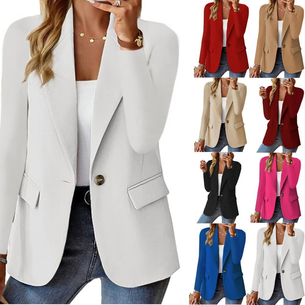 Women’s Commuter Lapel Button Jacket – Sleek Fit