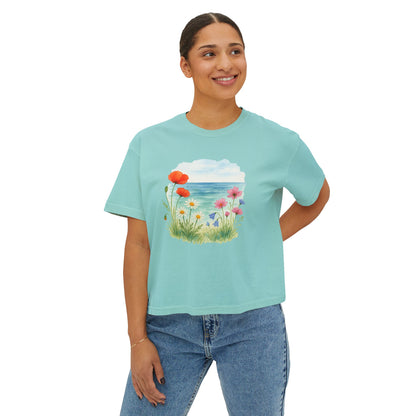 Women's Floral Boxy Tee: Effortless Summer Style for Her