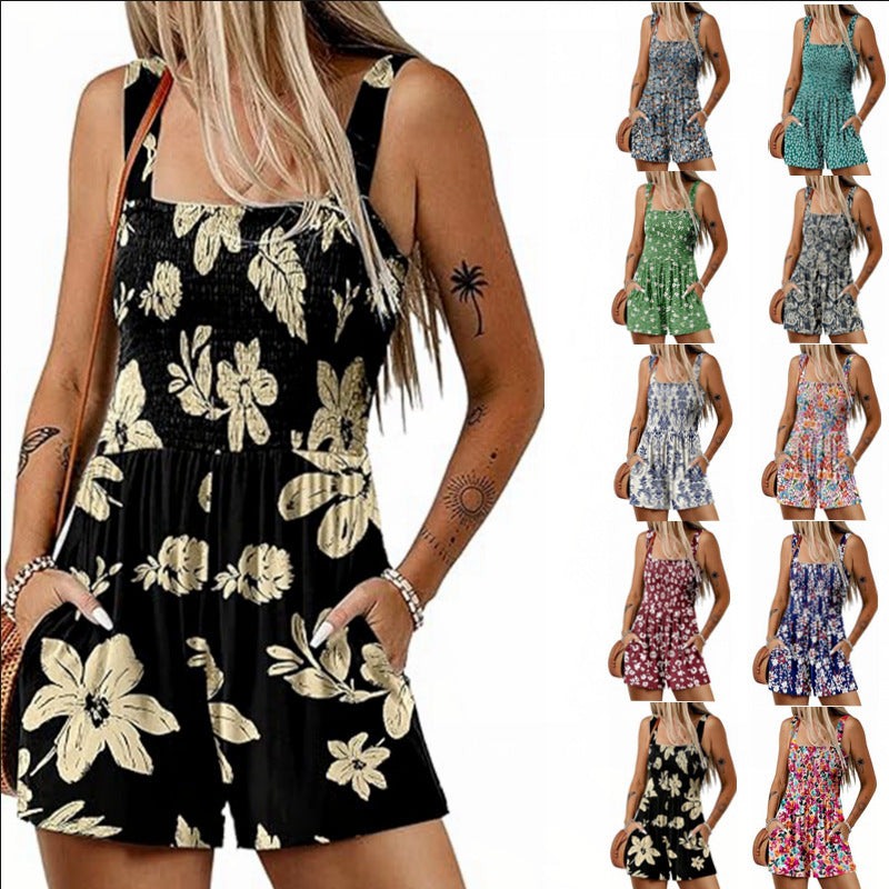 Women's Floral Print Shorts Jumpsuit Front View Summer Fashion Essential
Floral Print Jumpsuit