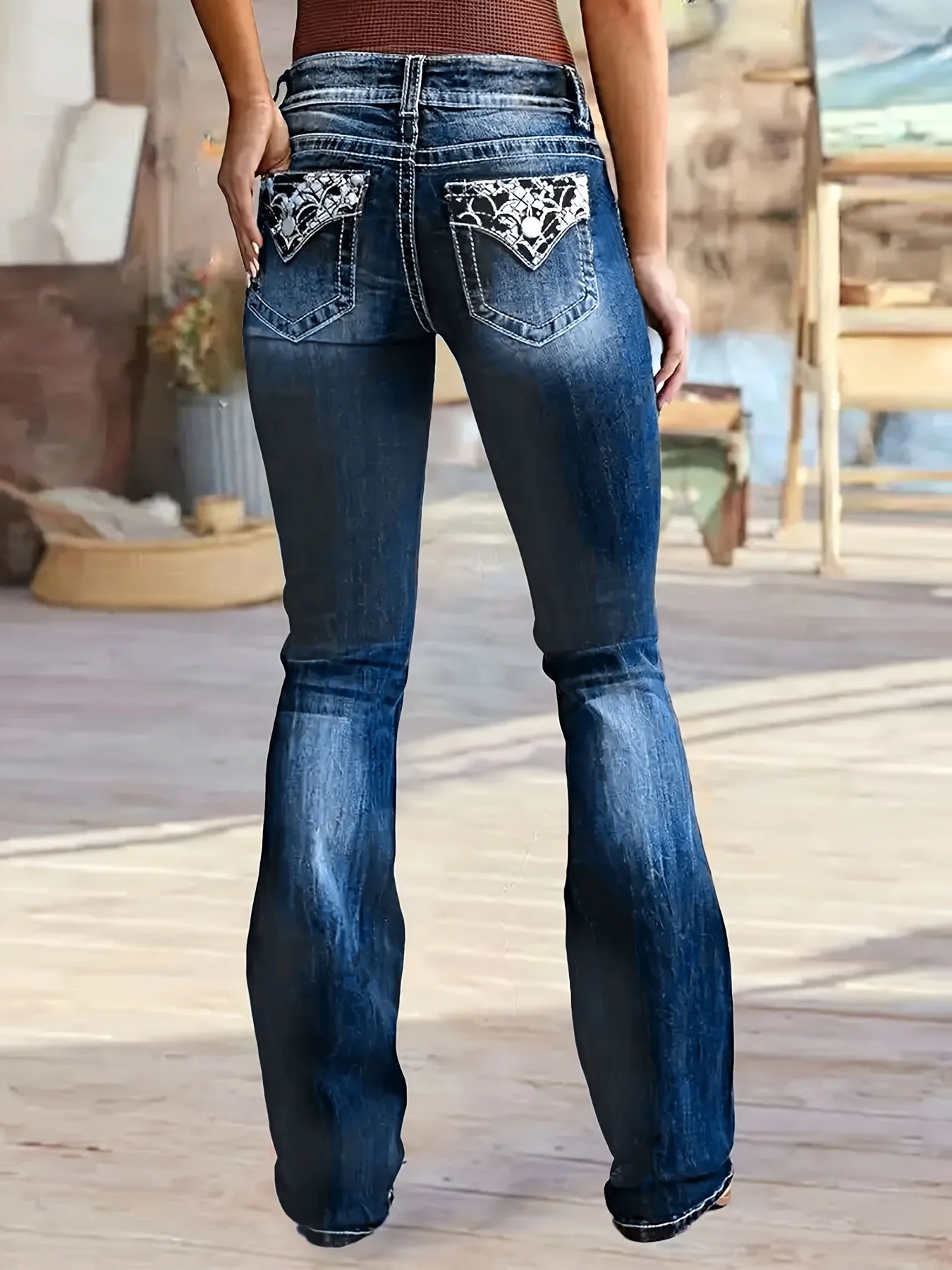 Women’s Low Rise Jeans – thin stretch denim close-up