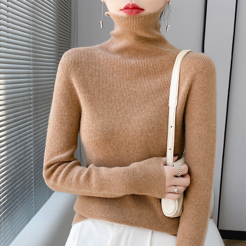 Women’s Slim Fit Wool Pullover – Layer under coat for winter