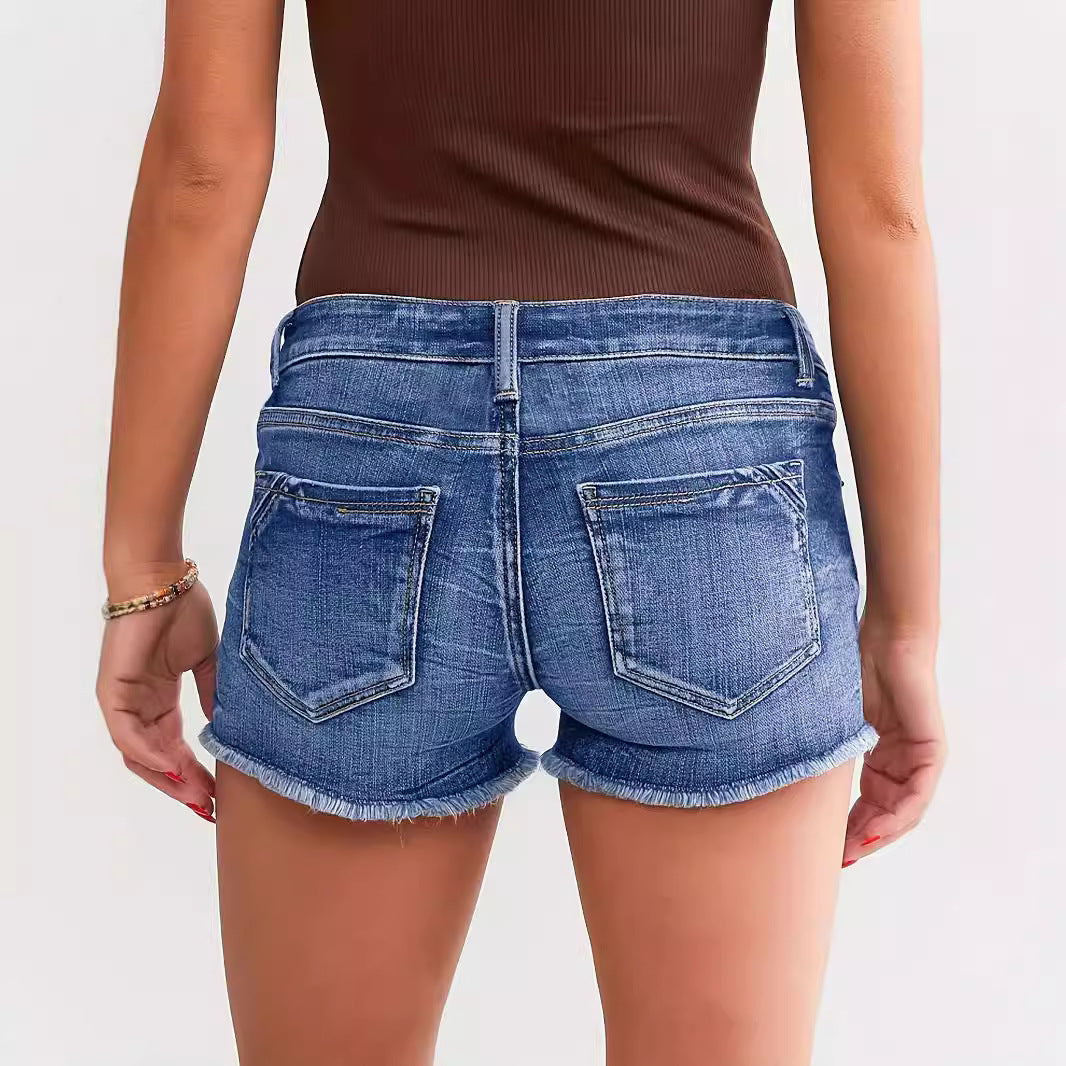 Women’s Street Fashion High-Rise Ripped Shorts

