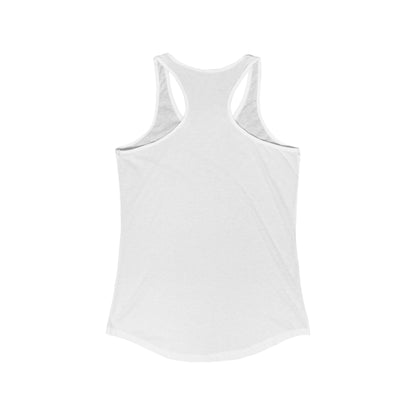 White women's racerback tank top back view