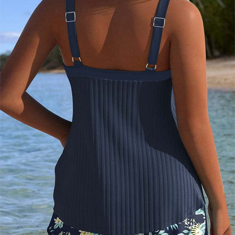 Women’s swimsuit with shorts – modest coverage, bold patterns