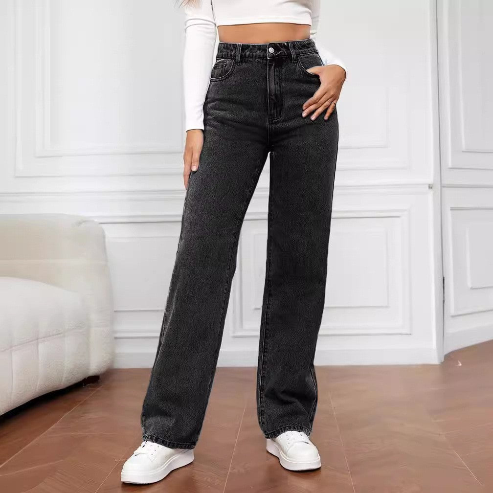 Women’s washed straight jeans – white denim, crisp summer vibe