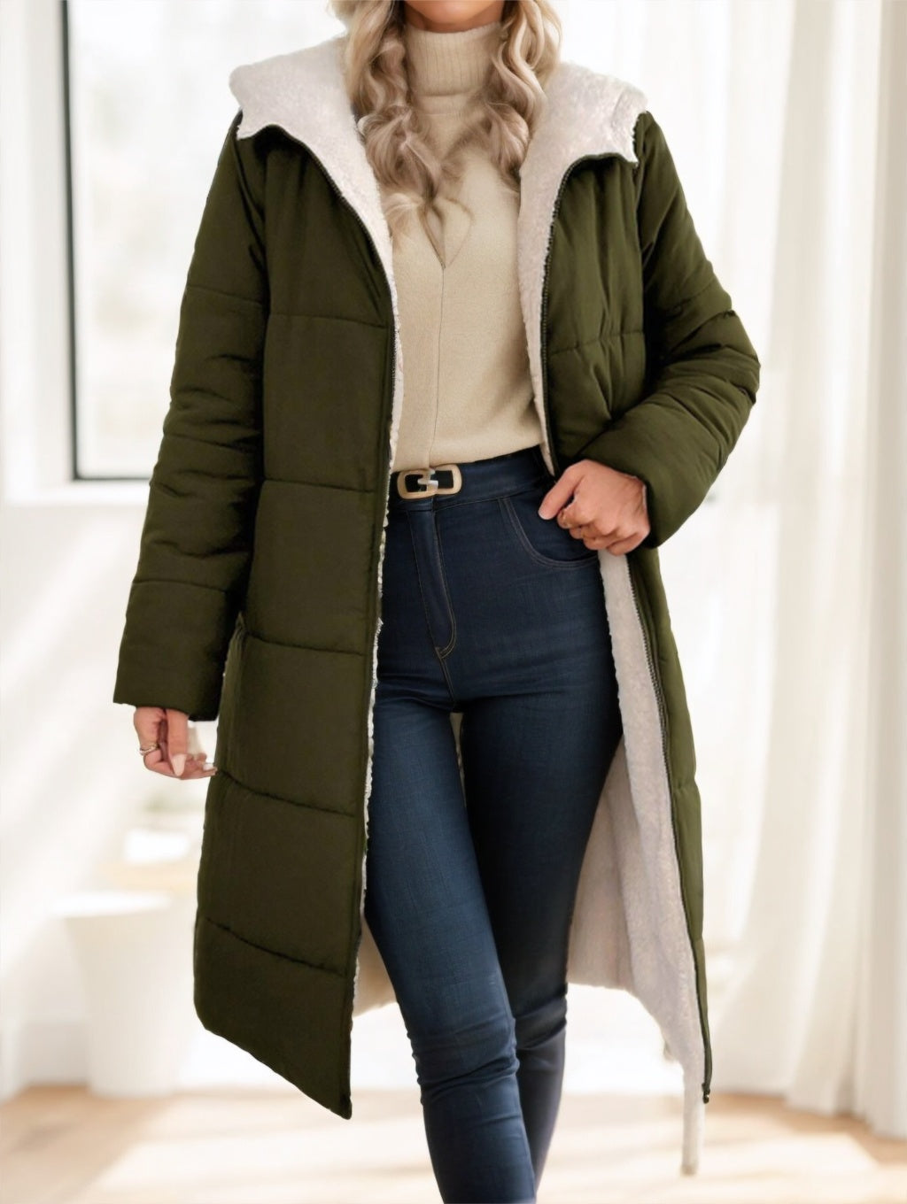 Women’s winter hooded coat – everyday commute outfit