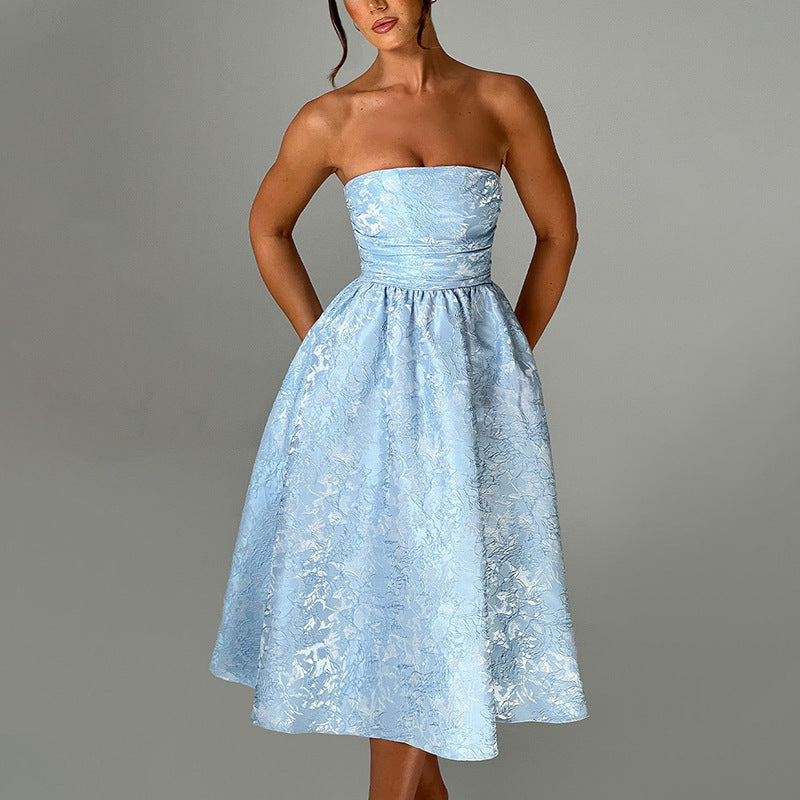 Yellow Jacquard Tube Dress – Bold, Beautiful, and Ready to Wear