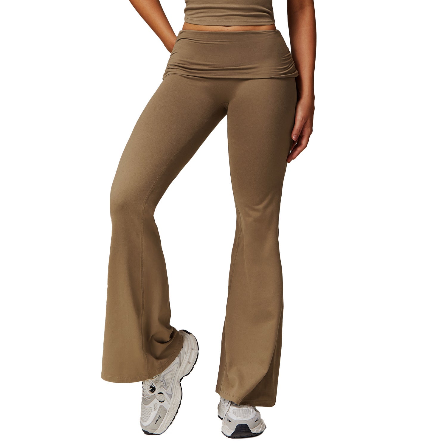 Yoga bell-bottom pants – crossover look high-rise waist