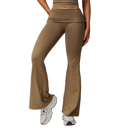 Yoga bell-bottom pants – crossover look high-rise waist