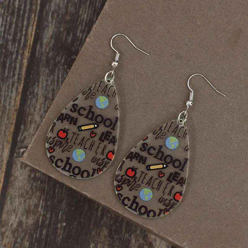 Teardrop Acrylic Letter Earrings - Make a Statement