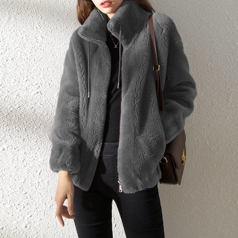 women fleece cardigan minimal fleece jacket everyday fashion