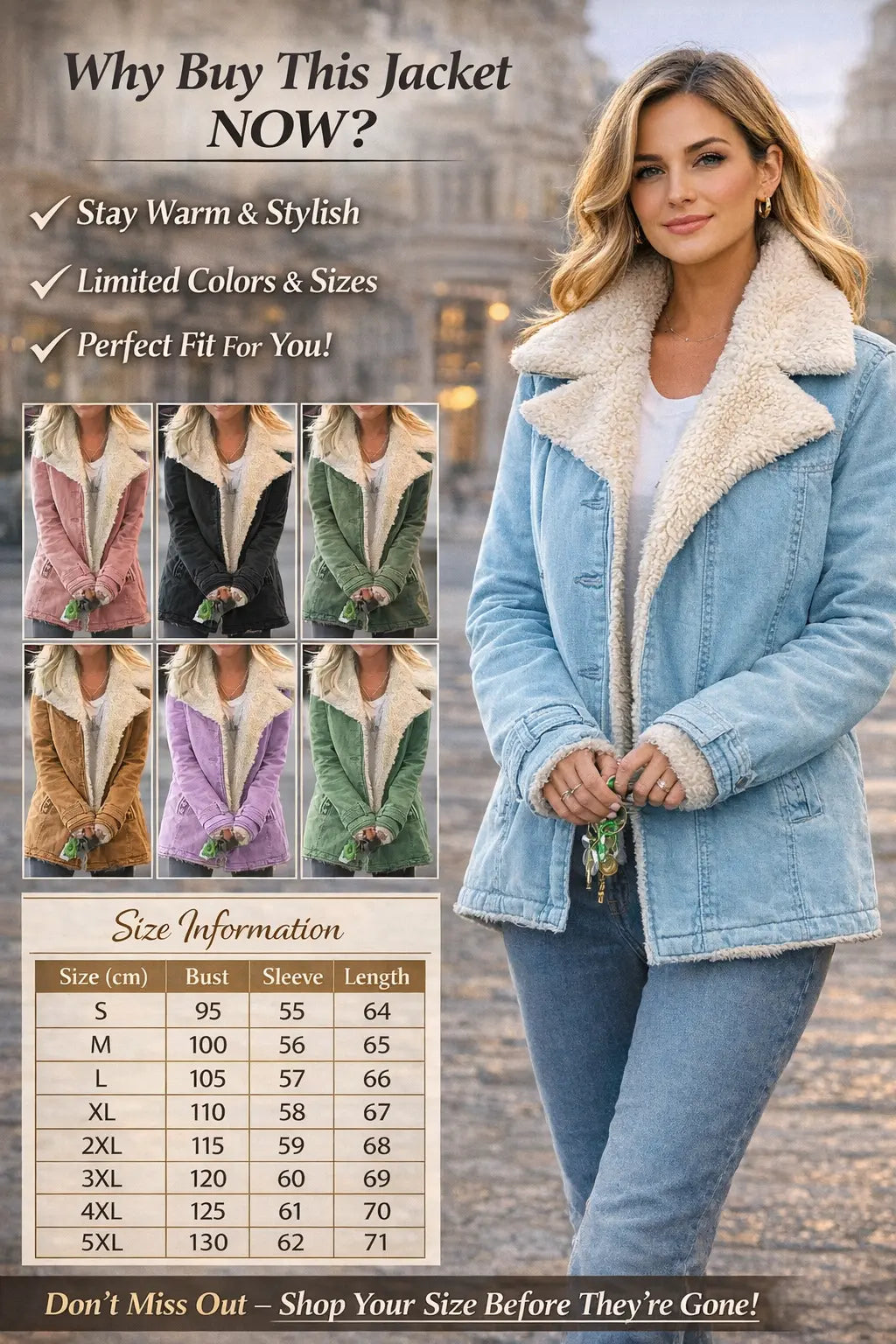 women fleece cotton padded jacket brown premium winter look