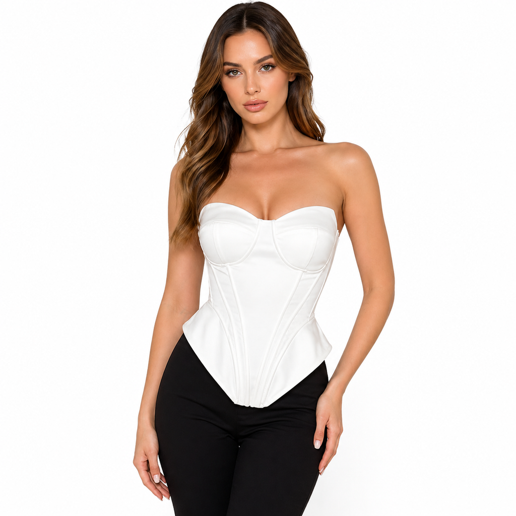 Corset Tube Top - Satin Waist Cinch Style