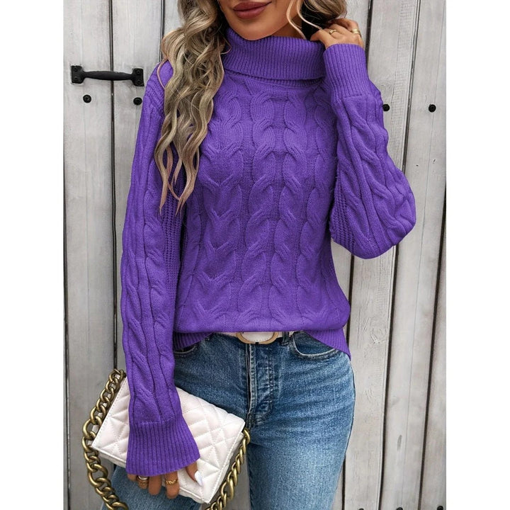 Women's Cable Knit Turtleneck Sweater Chic Fit