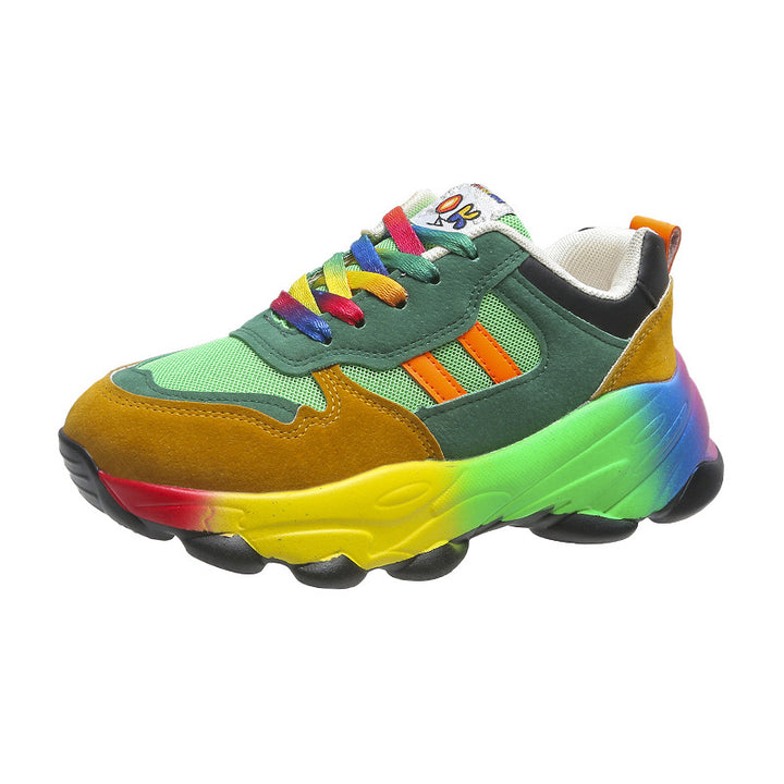 colorful platform sneakers lifestyle walking context