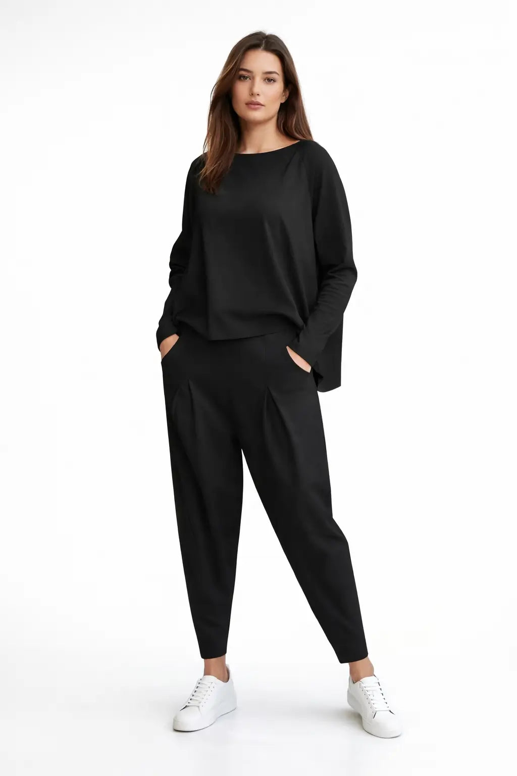 Women’s Irregular Suit Set Round Neck Harem Pants Style
