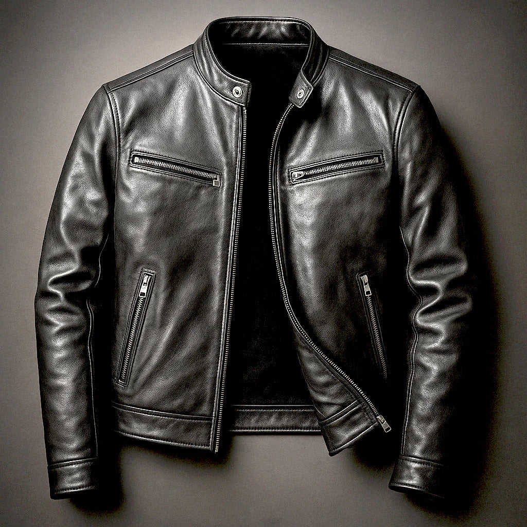 Men's PU Leather Motorcycle Jacket - Refined Urban Edge