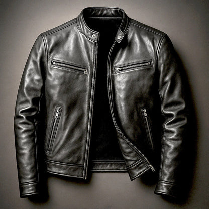 Men's PU Leather Motorcycle Jacket - Refined Urban Edge