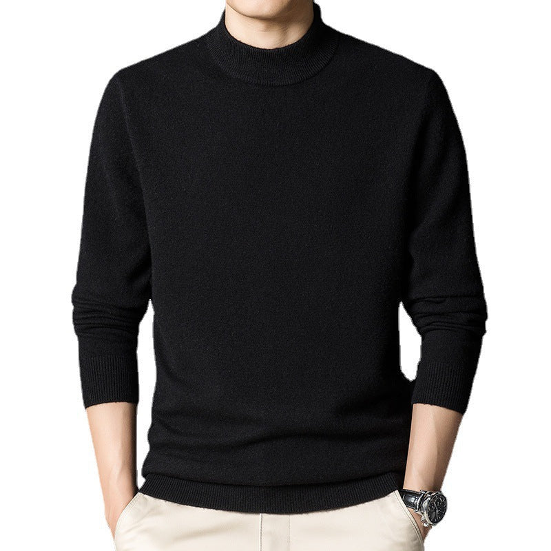 black slim fit long sleeve mock neck top basic wardrobe essential