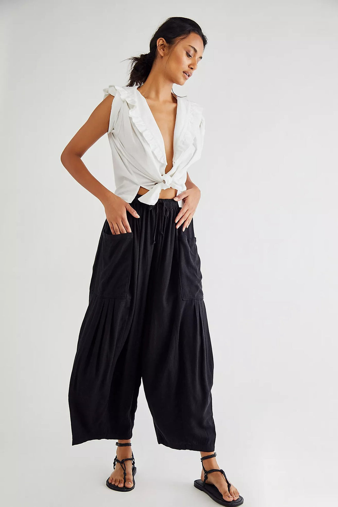 Women’s Wide Leg Pants - Effortless Draped Comfort Fit