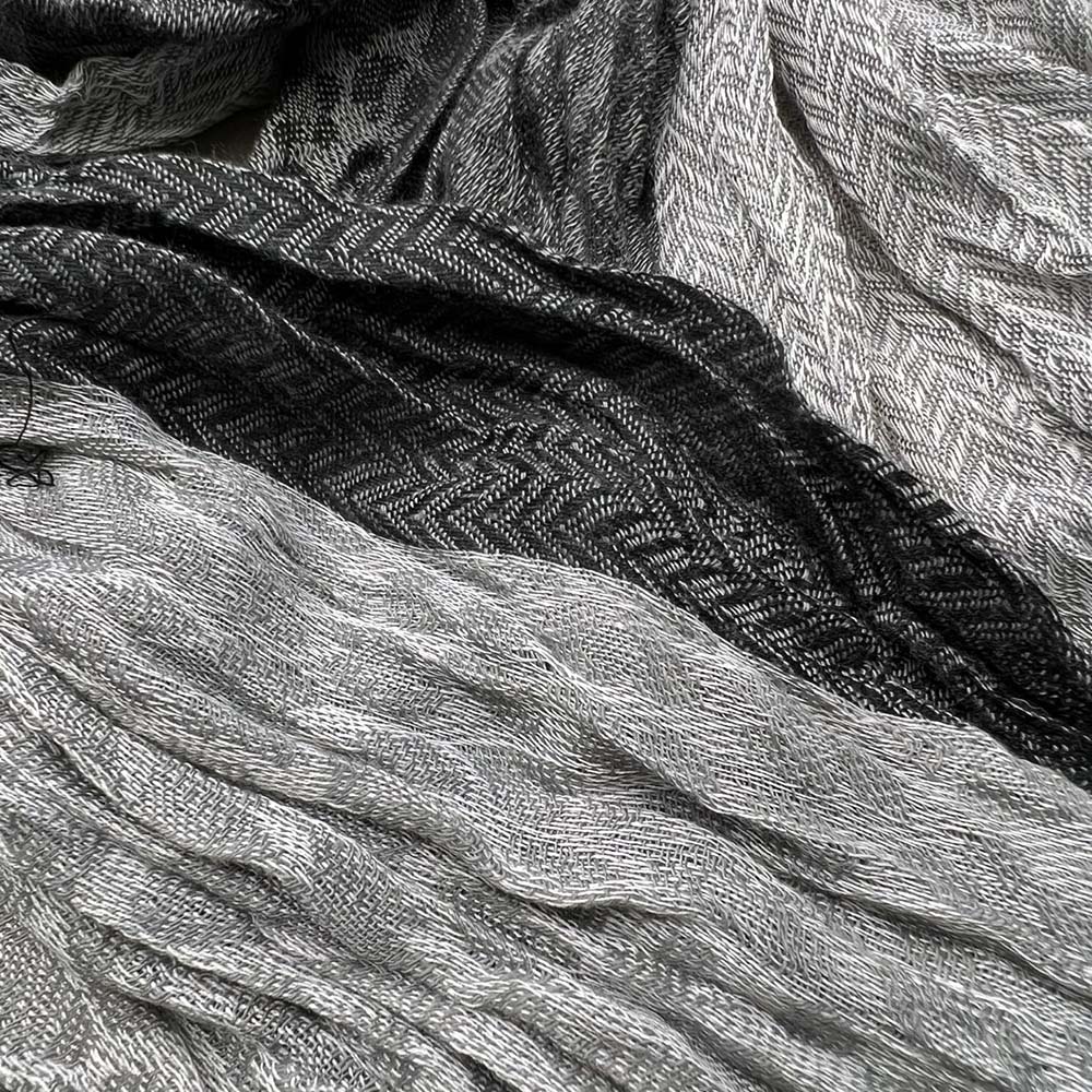 Grey Jacquard Polyester Long Scarf 71x28 Winter Wrap