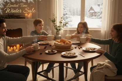 Dining table for 4–8 compact round configuration small apartment