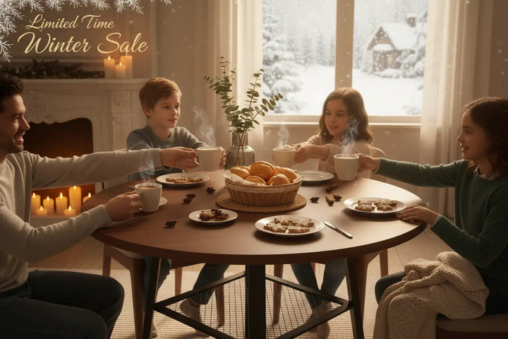 Dining table for 4–8 compact round configuration small apartment