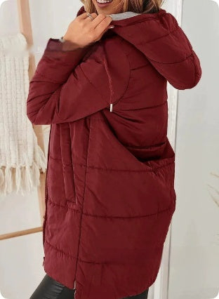 Women’s Hooded Cotton Jacket – Warm Pockets, Go