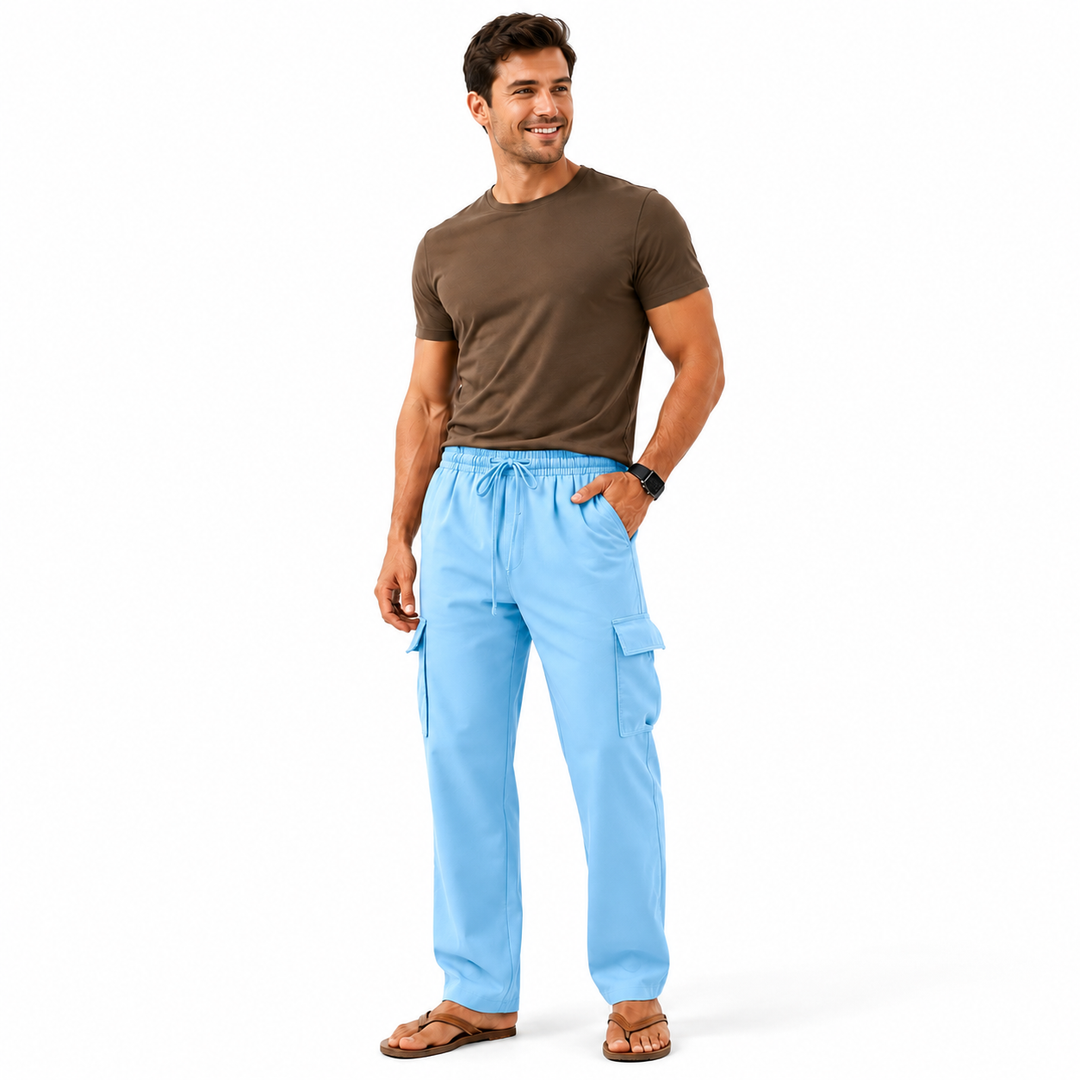 Cotton Linen Pants Teen Drawstring Straight Leg Pants S