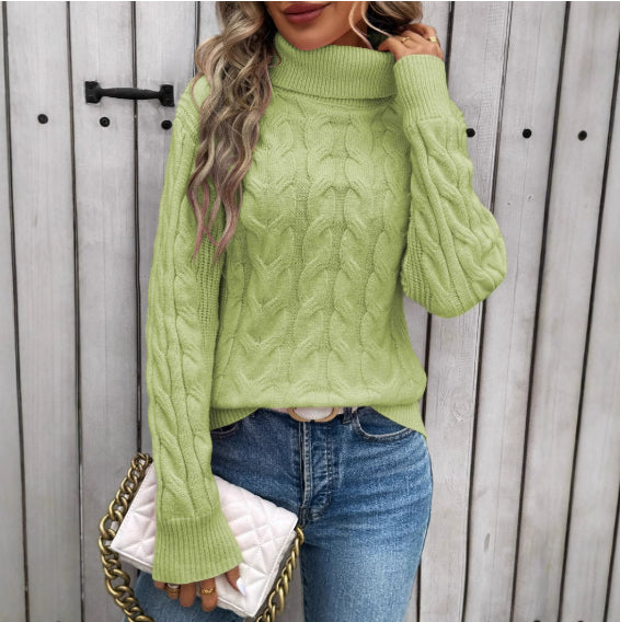 Women's Cable Knit Turtleneck Sweater Chic Fit
