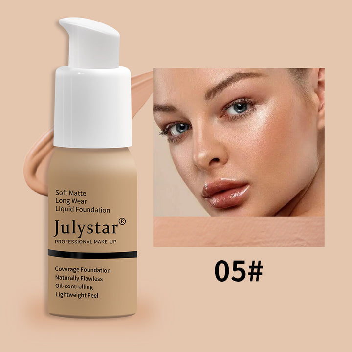 Soft matte foundation for oily skin, smooth texture, and long-lasting makeup coverage