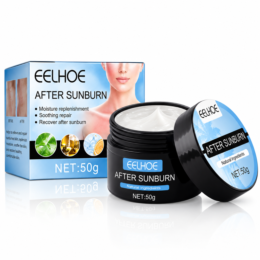 After Sunburn 50g jar with blue packaging and open cream presentation