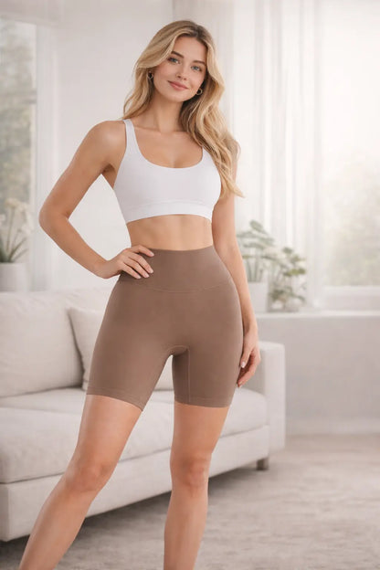 women's high waist biker shorts back contour seam sculpted fit