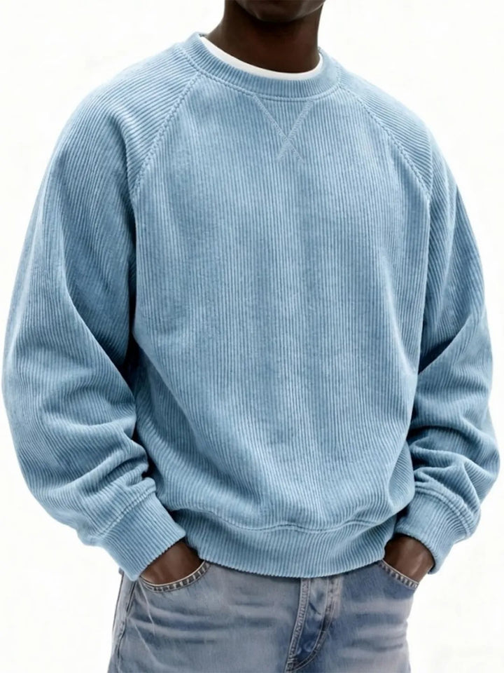 Navy blue loose fit sweatshirt — unisex long sleeve cotton knit
