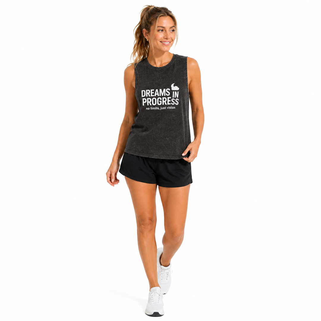 Summer tank top for men with breathable cotton feel and motivational chest graphic