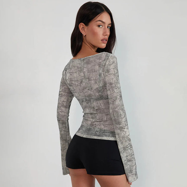 loose fit womens top animal print long sleeves styling