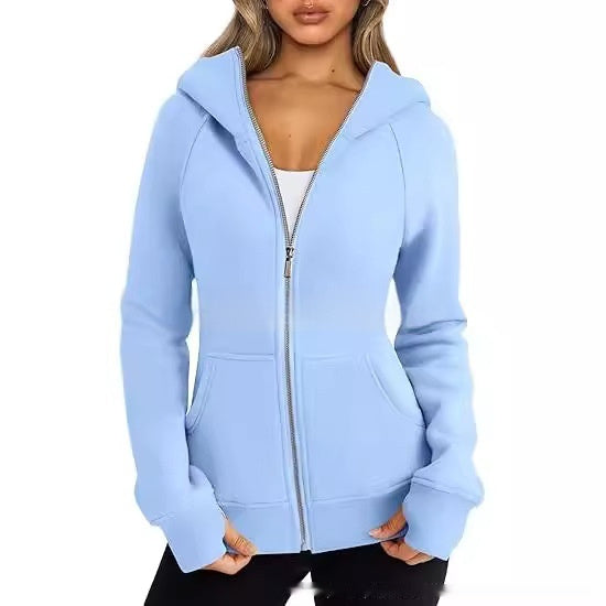 warm casual hoodie women light gray everyday streetwear look